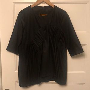 COS black short sleeve ruffle detail top